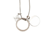 Louis Vuitton Monogram Chain Pendant Ring Necklace Silver Metal