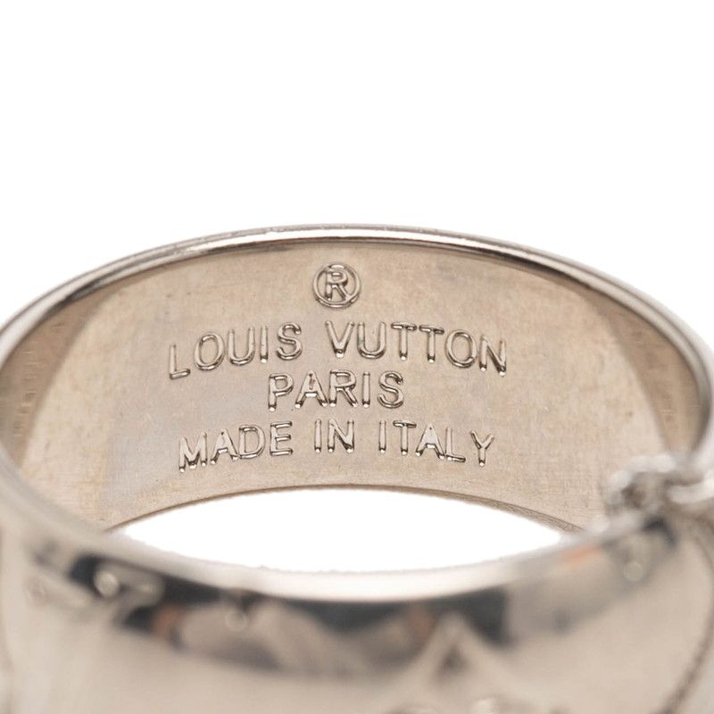 Louis Vuitton Monogram Chain Pendant Ring Necklace Silver Metal — view 5