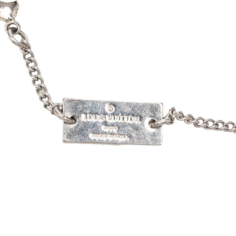 Louis Vuitton Monogram Chain Pendant Ring Necklace Silver Metal — view 8