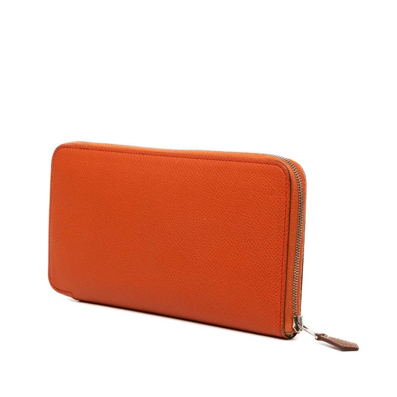 Hermes Azap Long Silk in Zip Around Wallet Fu Orange Veau — view 2