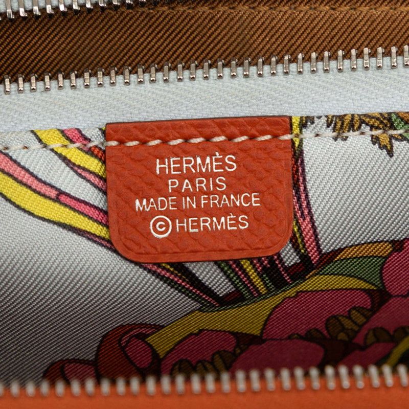 Hermes Azap Long Silk in Zip Around Wallet Fu Orange Veau — view 6