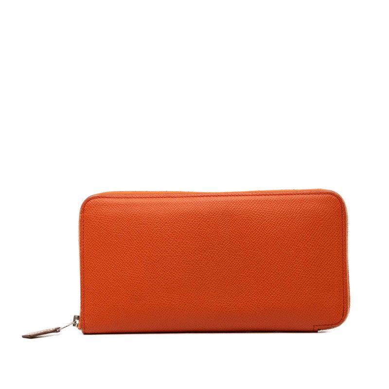 Hermes Azap Long Silk in Zip Around Wallet Fu Orange Veau