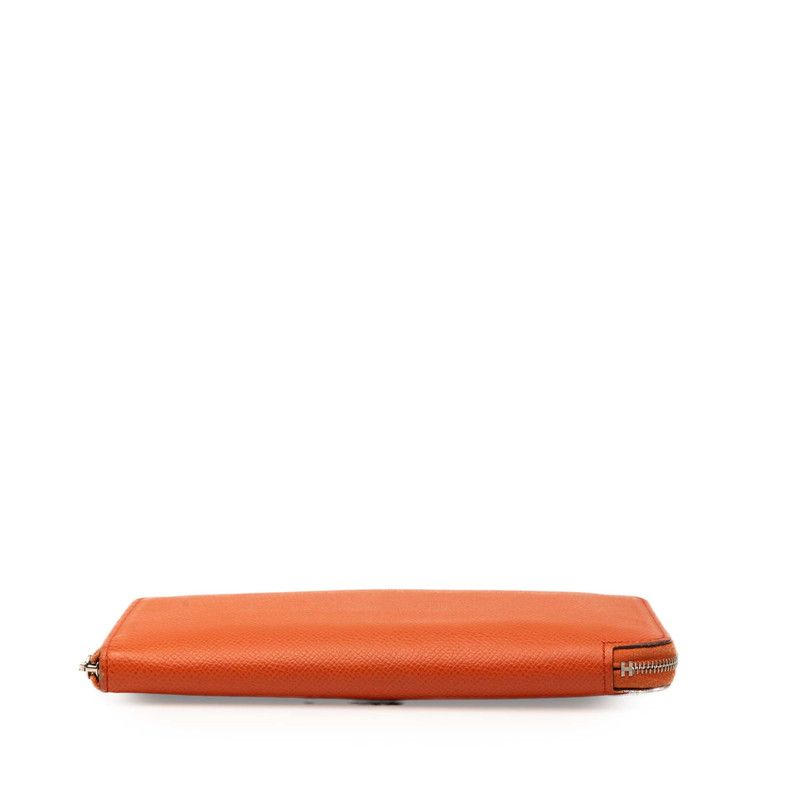 Hermes Azap Long Silk in Zip Around Wallet Fu Orange Veau — view 3