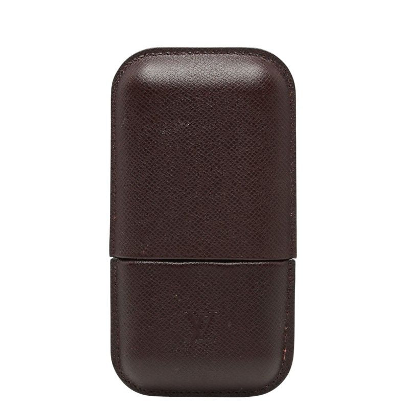 Louis Vuitton Taiga Etui 3 Robusto Cigarette Case Acajou Wine Red Leather
