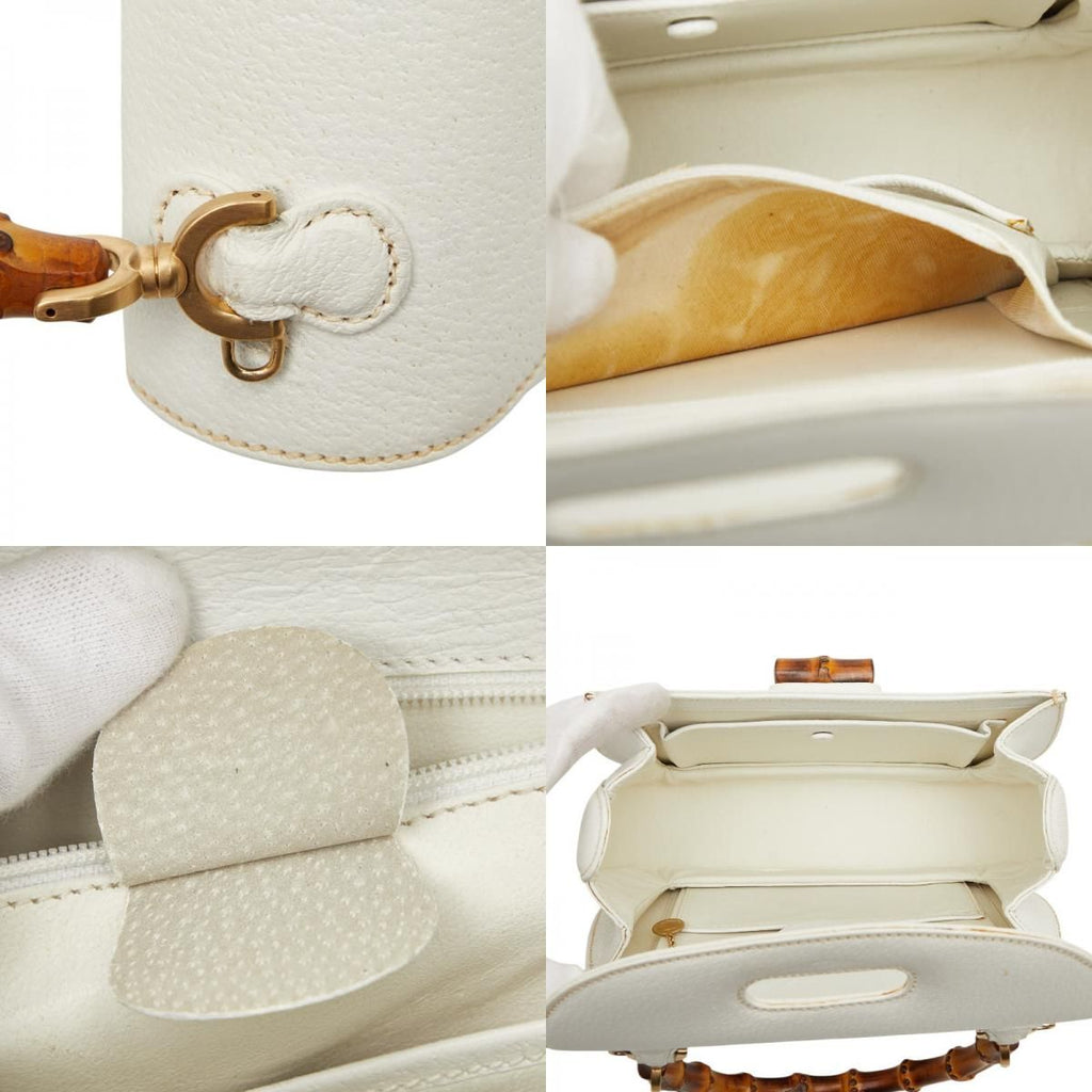 Gucci Bambu 2-Way Shoulder Bag 000 White Leather — view 9