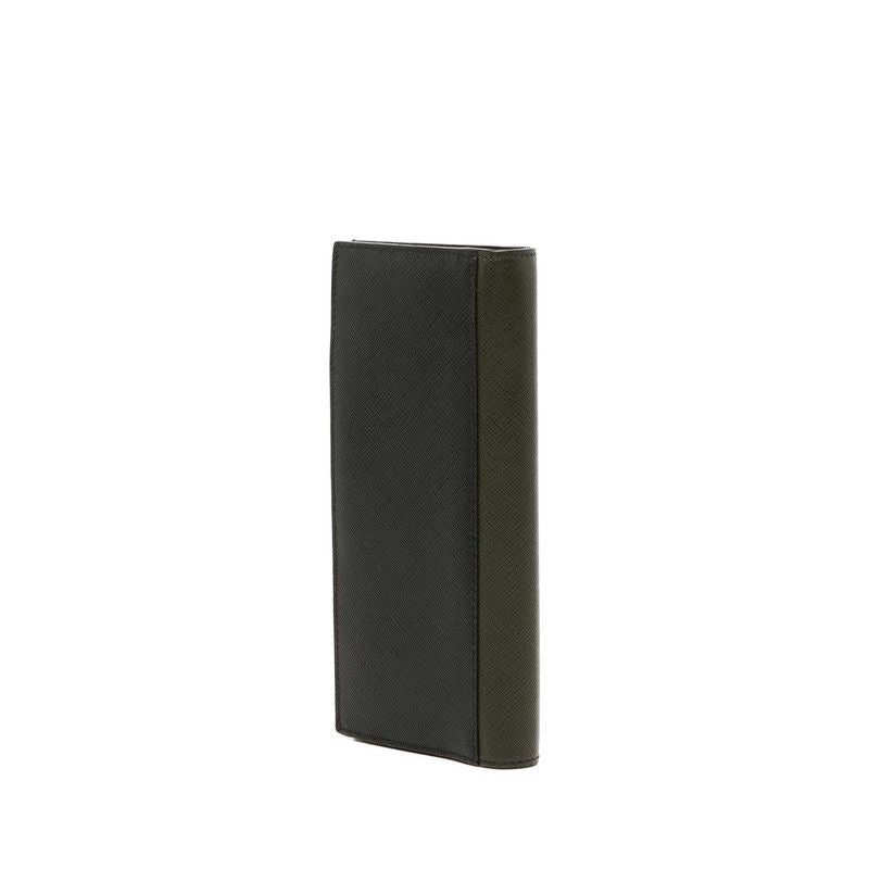 Prada Logo Wallet Black Green Saffiano Leather — view 2
