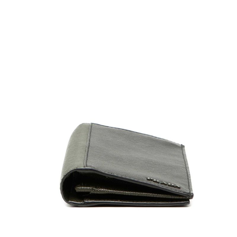 Prada Logo Wallet Black Green Saffiano Leather — view 3