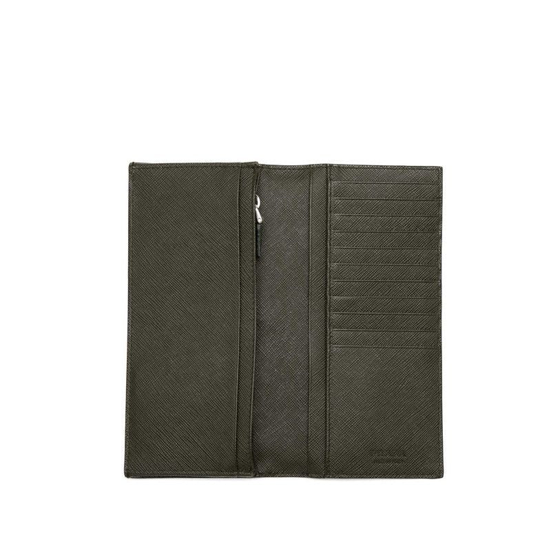 Prada Logo Wallet Black Green Saffiano Leather — view 5