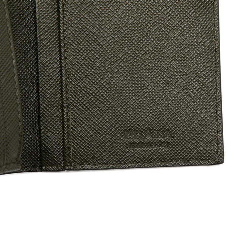 Prada Logo Wallet Black Green Saffiano Leather — view 6