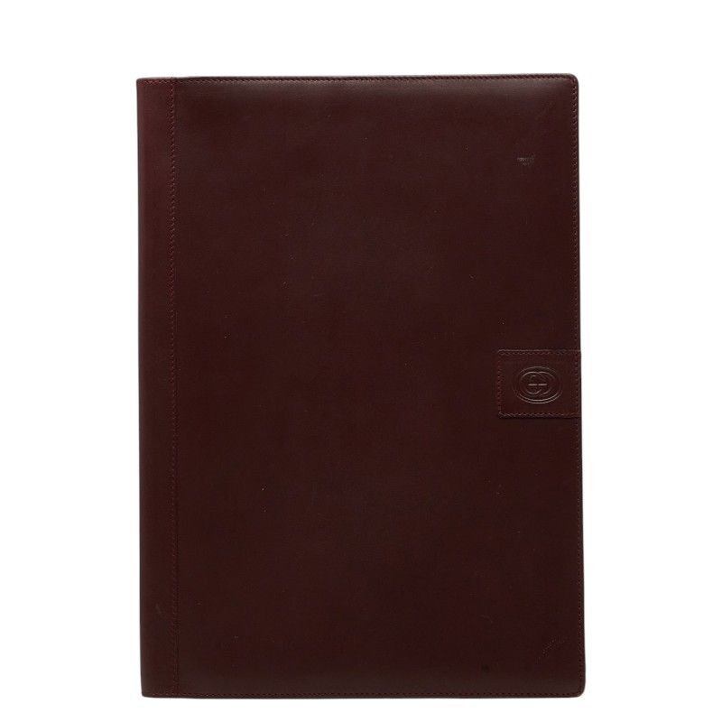 Gucci Document Case Wine Red Bordeaux Leather 1 Shoulder