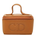 Dior CD Logo Pouch Vanity Case Brown Leather