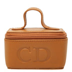 Dior CD Logo Pouch Vanity Case Brown Leather