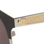 Gucci Cat Eye Sunglasses Silver Black Gold Metal Acetate 1- Eyewear — view 4