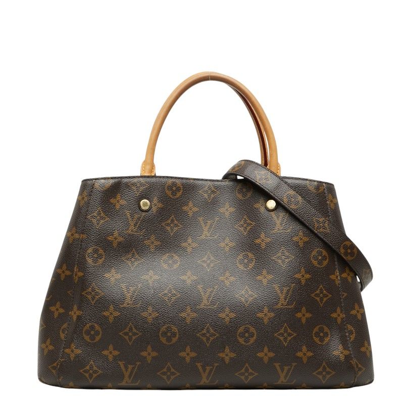 Louis Vuitton Monogram Montaigne MM 2-Way Shoulder Bag Brown Leather