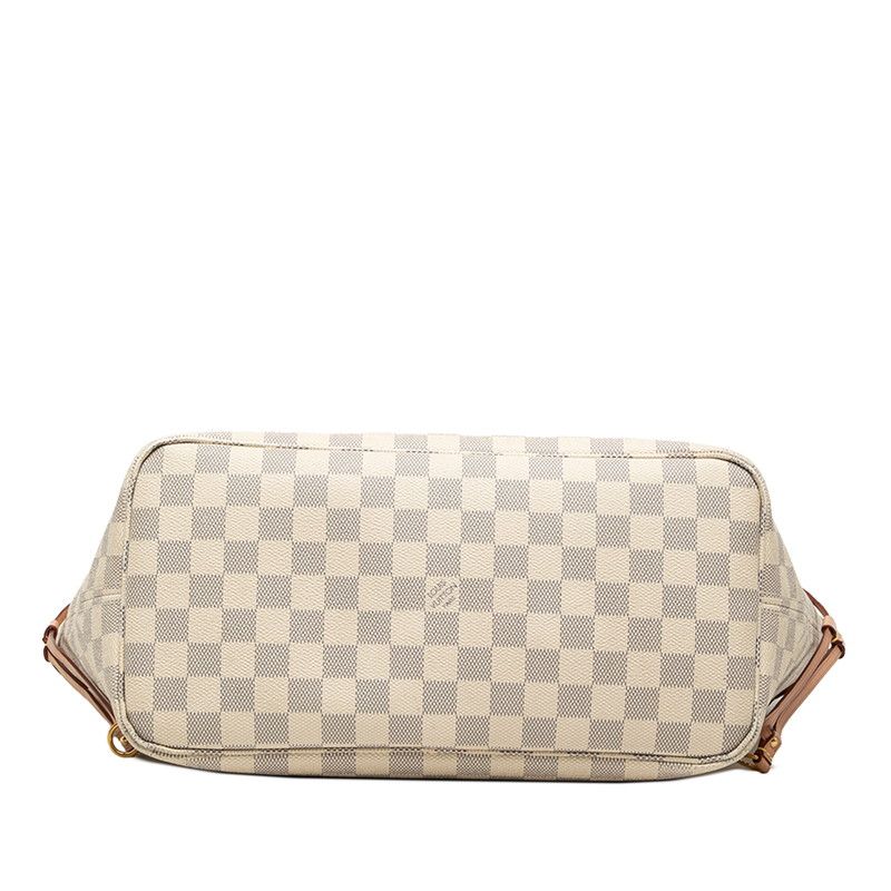 Louis Vuitton Damier Azur Neverfull MM Tote Rose Ballerine Ivory Leather — view 3