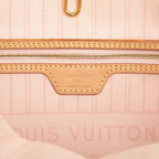 Louis Vuitton Damier Azur Neverfull MM Tote Rose Ballerine Ivory Leather — view 5