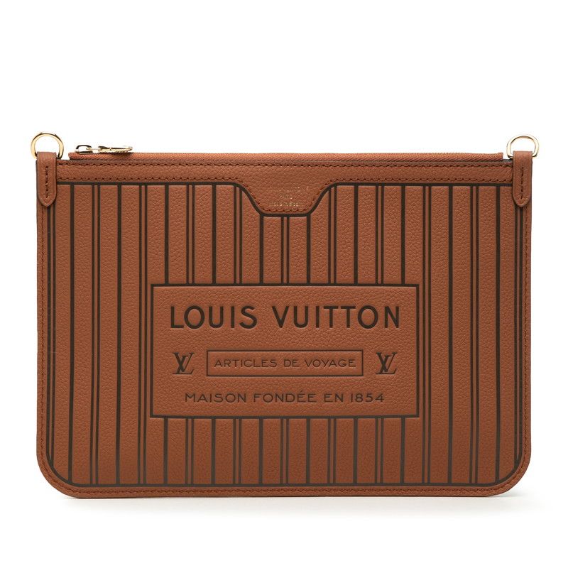 Louis Vuitton Monogram Neverfull Inside Out MM Pouch Brown Leather