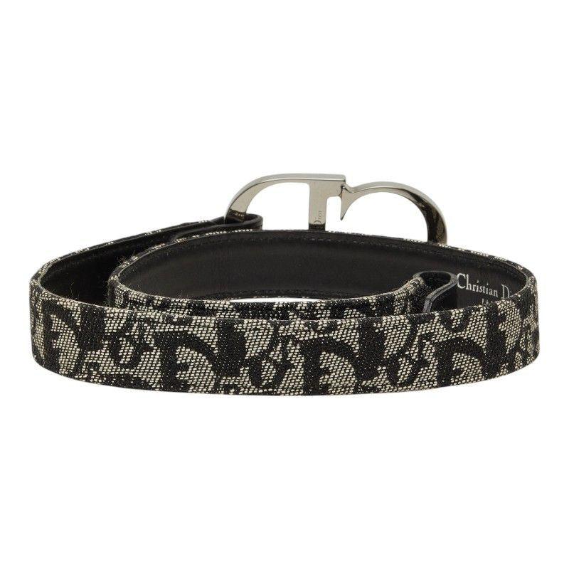 Dior Trotter CD Logo Buckle 70 Black White Canvas Leather 1- Belt — view 3