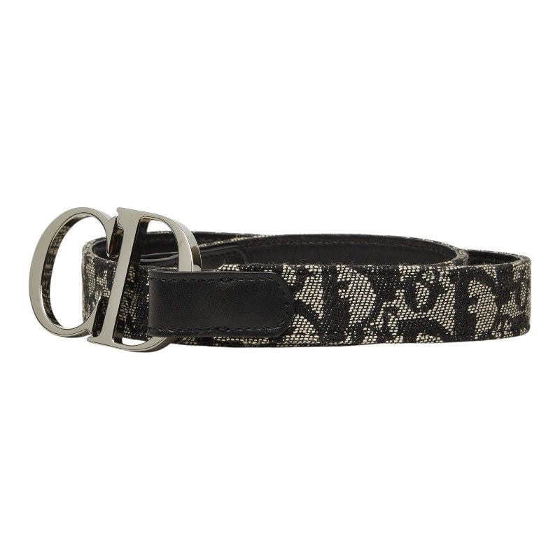 Dior Trotter CD Logo Buckle 70 Black White Canvas Leather 1- Belt — view 2