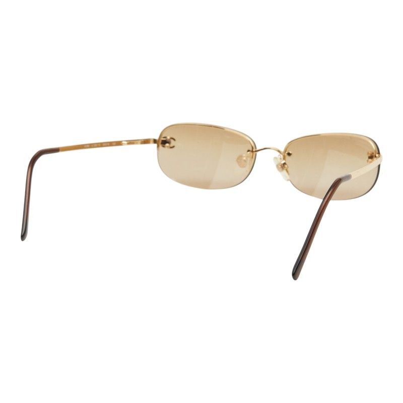 Chanel CC Logo Sunglasses Brown Gold Acetate Plated 1- Eyewear — view 3