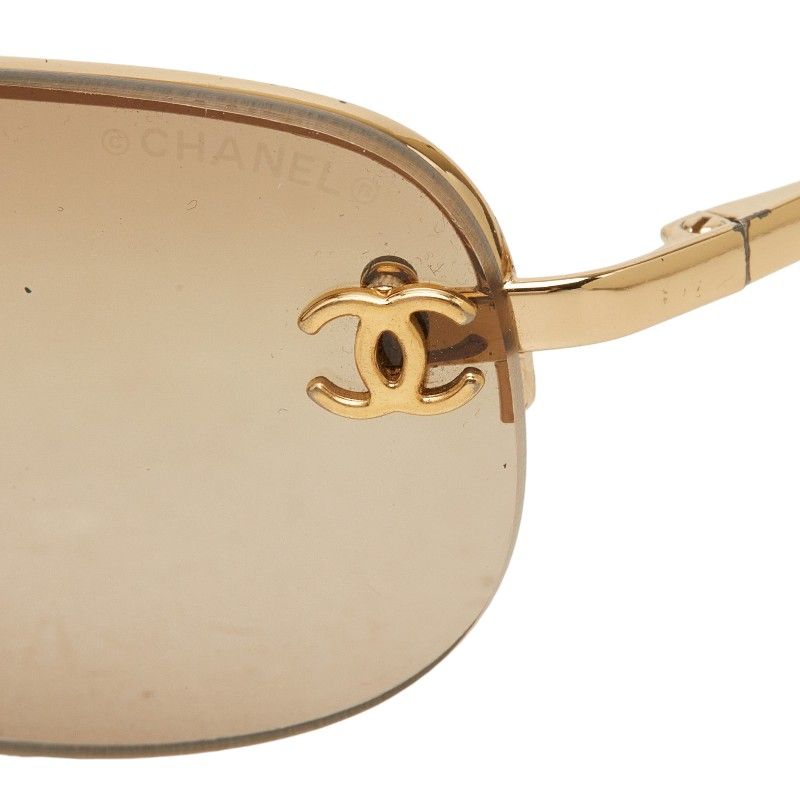 Chanel CC Logo Sunglasses Brown Gold Acetate Plated 1- Eyewear — view 4