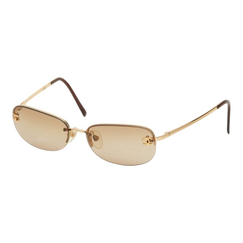 Chanel CC Logo Sunglasses Brown Gold Acetate Plated 1- Eyewear