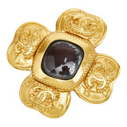 Chanel CC Logo Vintage Brooch Gold Plated Stone