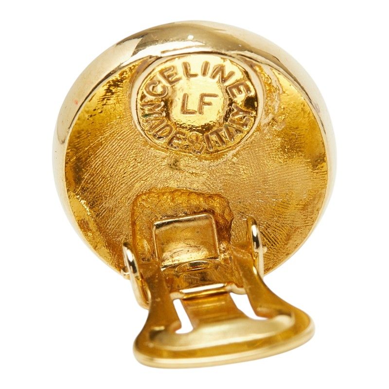 Celine Logo Round Earrings Gold Plated — view 4