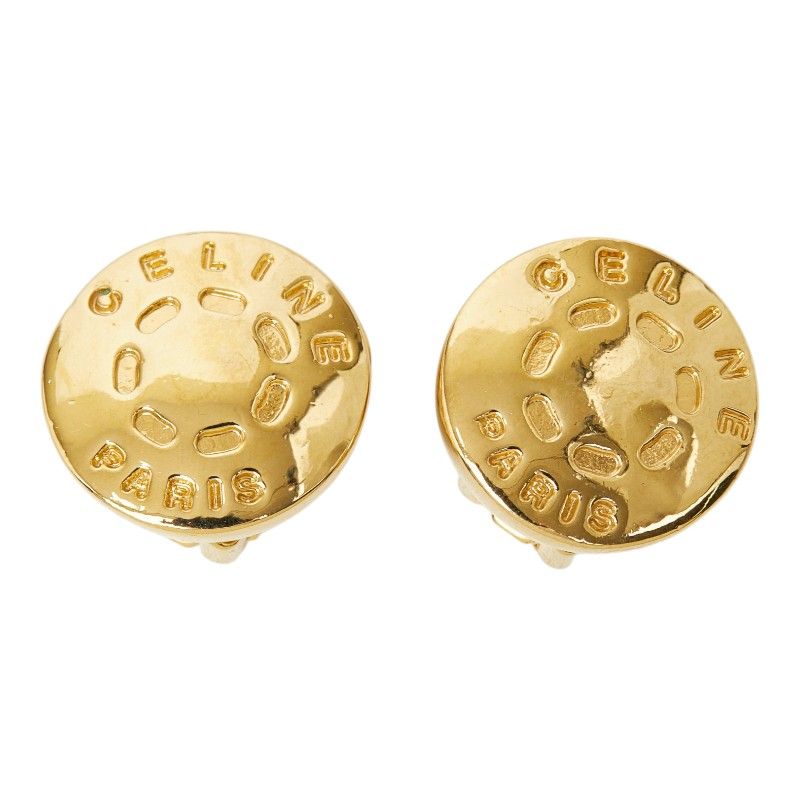 Celine Logo Round Earrings Gold Plated — view 2