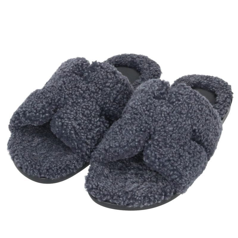 Hermes Izmir Motif Fleece Flat Sandals
