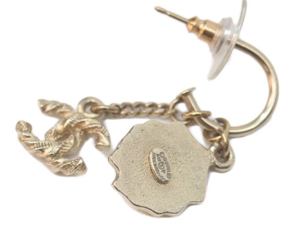 Chanel CC Logo Lion Pearl Hoop Earrings — view 5