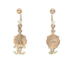 Chanel CC Logo Lion Pearl Hoop Earrings — view 2
