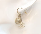 Chanel CC Logo Lion Pearl Hoop Earrings — view 7