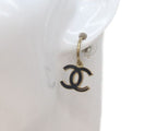 Chanel Black Enamel CC Logo Hoop Earrings — view 7