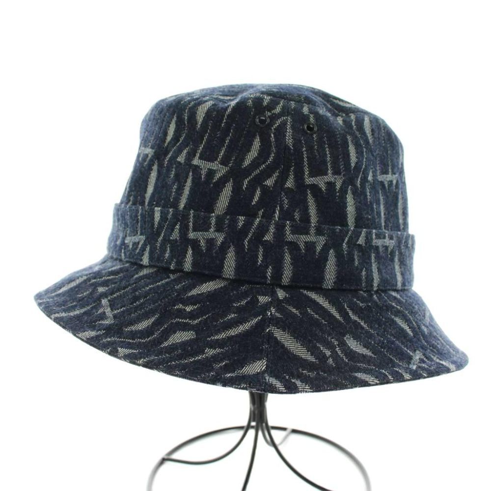 Dior Teddy Allover Small Brim Bucket Hat Denim Logo 58 Navy — view 2
