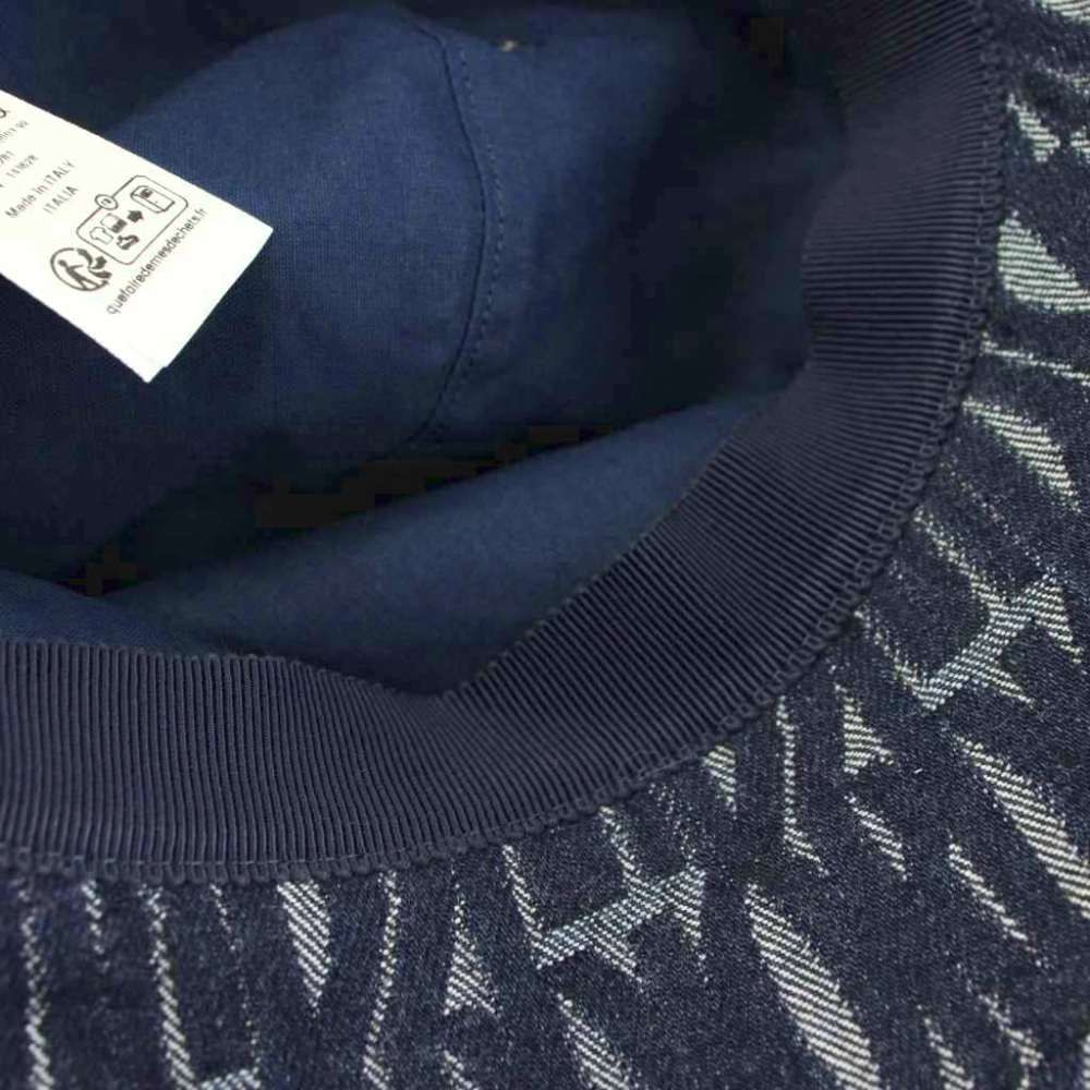 Dior Teddy Allover Small Brim Bucket Hat Denim Logo 58 Navy — view 7