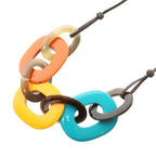 Hermes Karamba Pendant Buffalo Horn Lacquer Wood Blue Yellow Orange YT — view 3