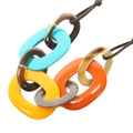 Hermes Karamba Pendant Buffalo Horn Lacquer Wood Blue Yellow Orange YT