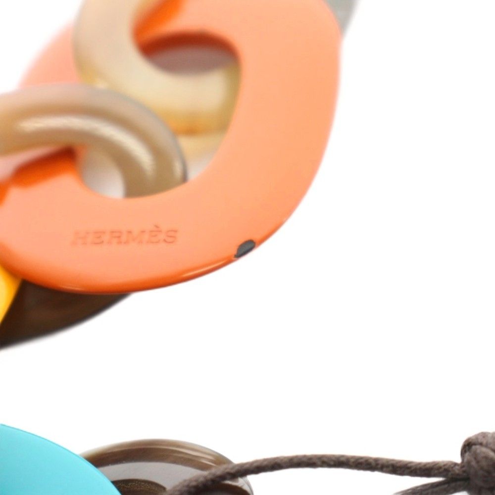 Hermes Karamba Pendant Buffalo Horn Lacquer Wood Blue Yellow Orange YT — view 9