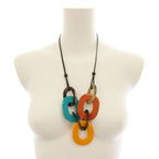Hermes Karamba Pendant Buffalo Horn Lacquer Wood Blue Yellow Orange YT — view 7