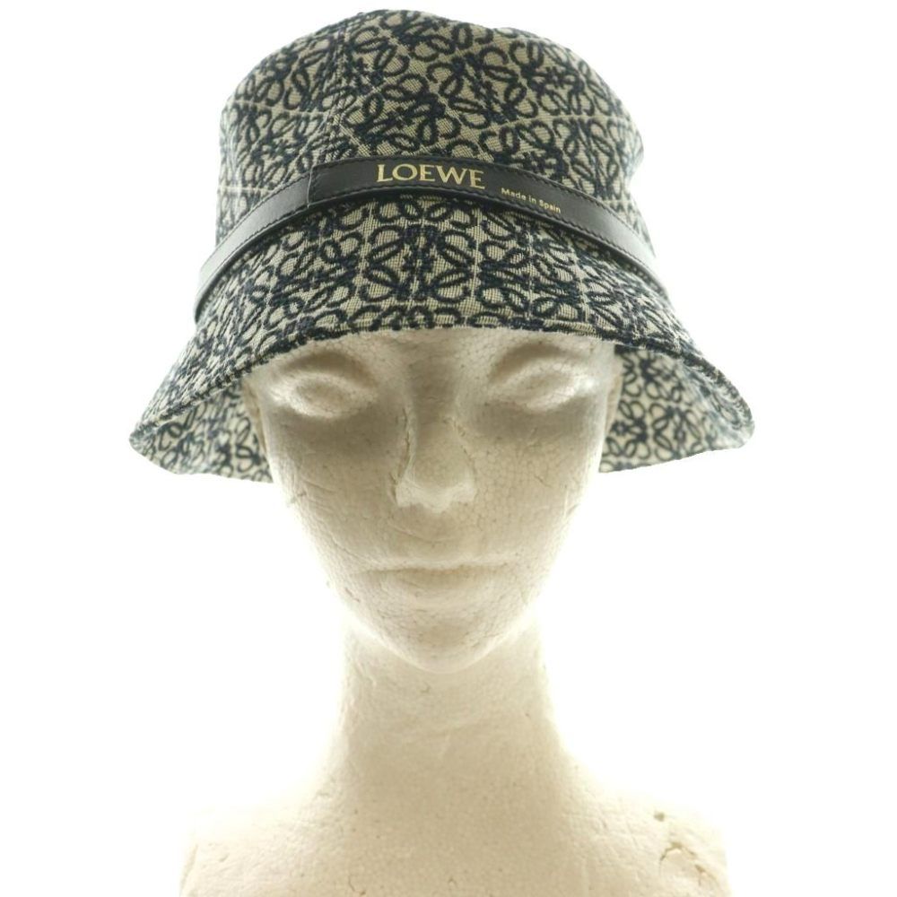 Loewe Anagram Bucket Hat Jacquard Calf Leather Gray SS — view 2