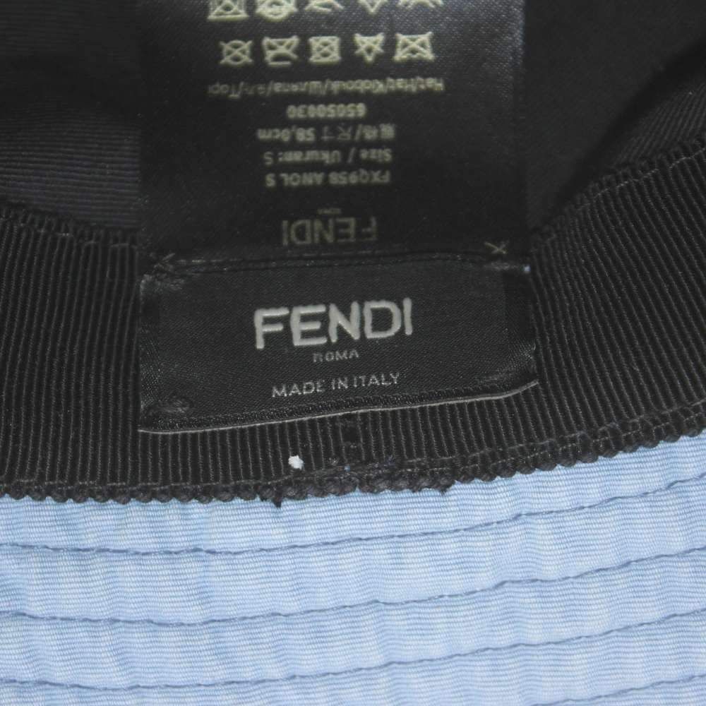 Fendi Bucket Hat Logo Embroidery S Blue — view 7