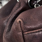 Chanel CC Logo Chain Tote Shoulder Bag Leather Brown — view 3