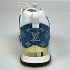 Louis Vuitton Run Away Sneakers Monogram LV Shoes Denim Leather White Blue — view 3