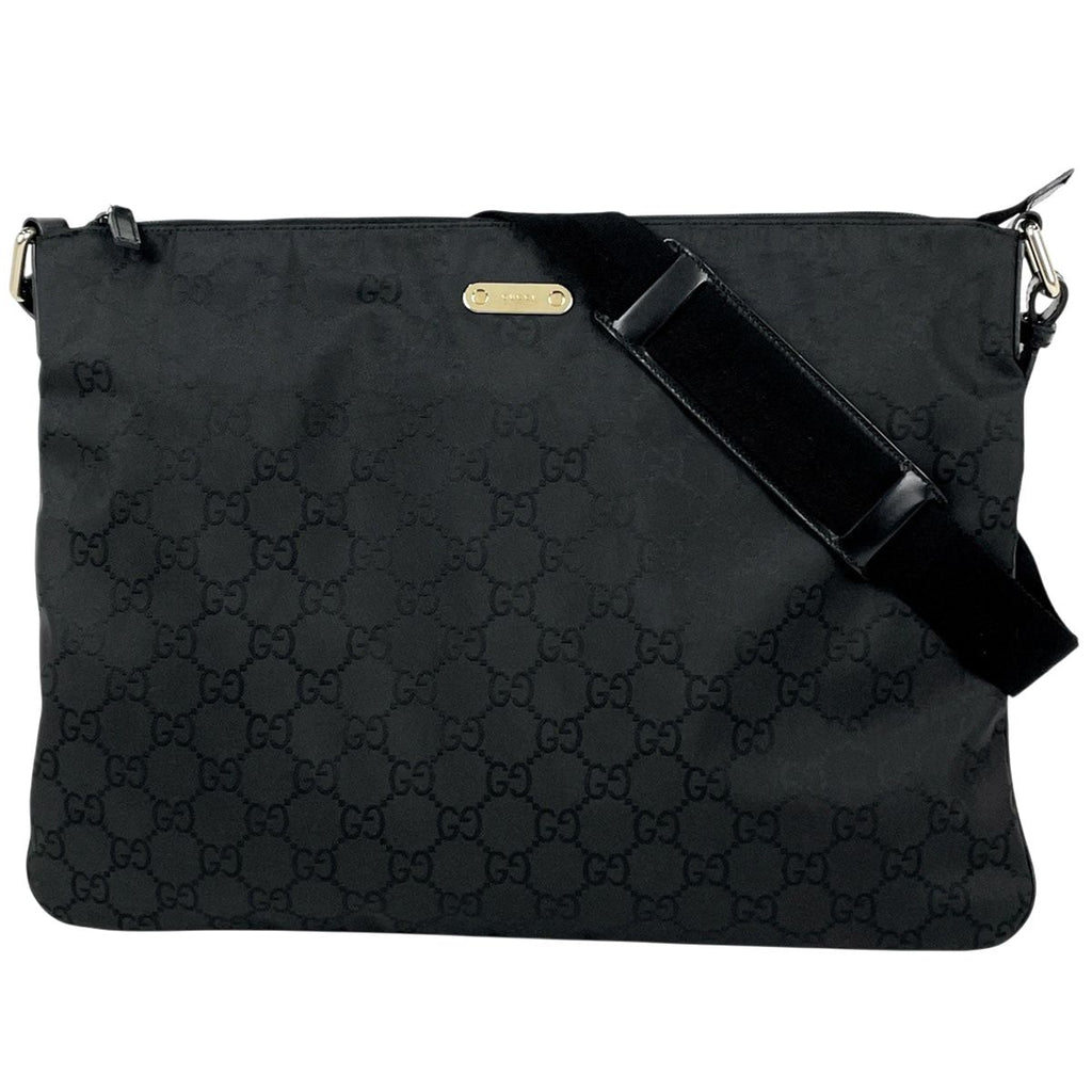 Gucci GG Pattern Shoulder Bag Nylon Black