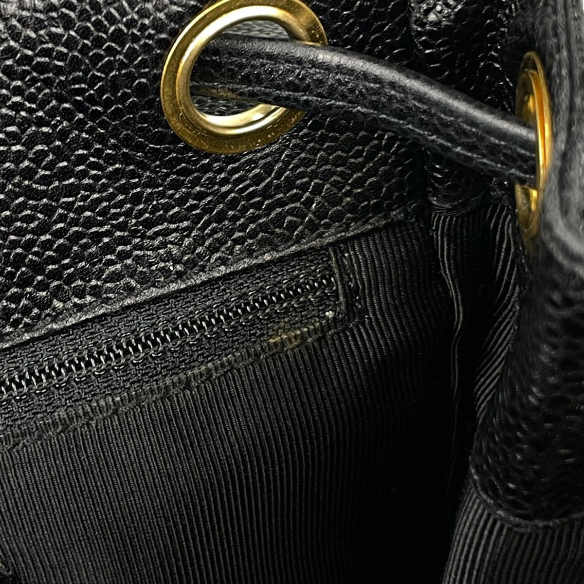 Chanel Triple CC Logo Backpack Caviar Leather Black — view 9