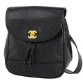 Chanel Triple CC Logo Backpack Caviar Leather Black