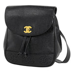 Chanel Triple CC Logo Backpack Caviar Leather Black