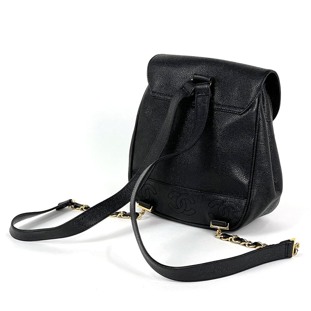 Chanel Triple CC Logo Backpack Caviar Leather Black — view 2