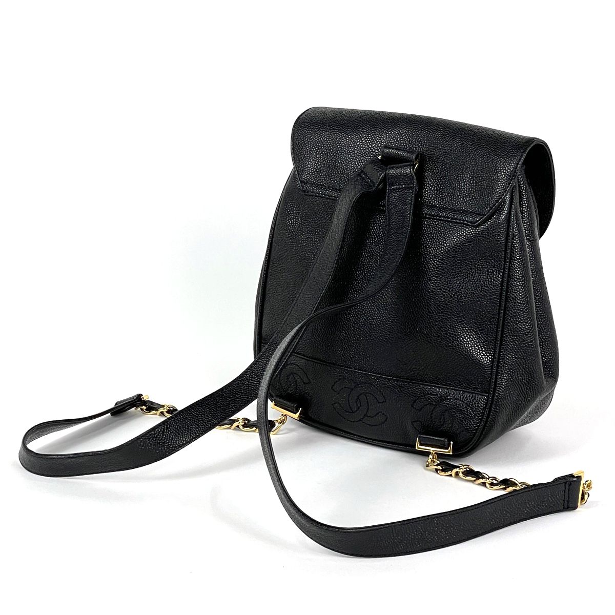 Chanel Triple CC Logo Backpack Caviar Leather Black — view 2